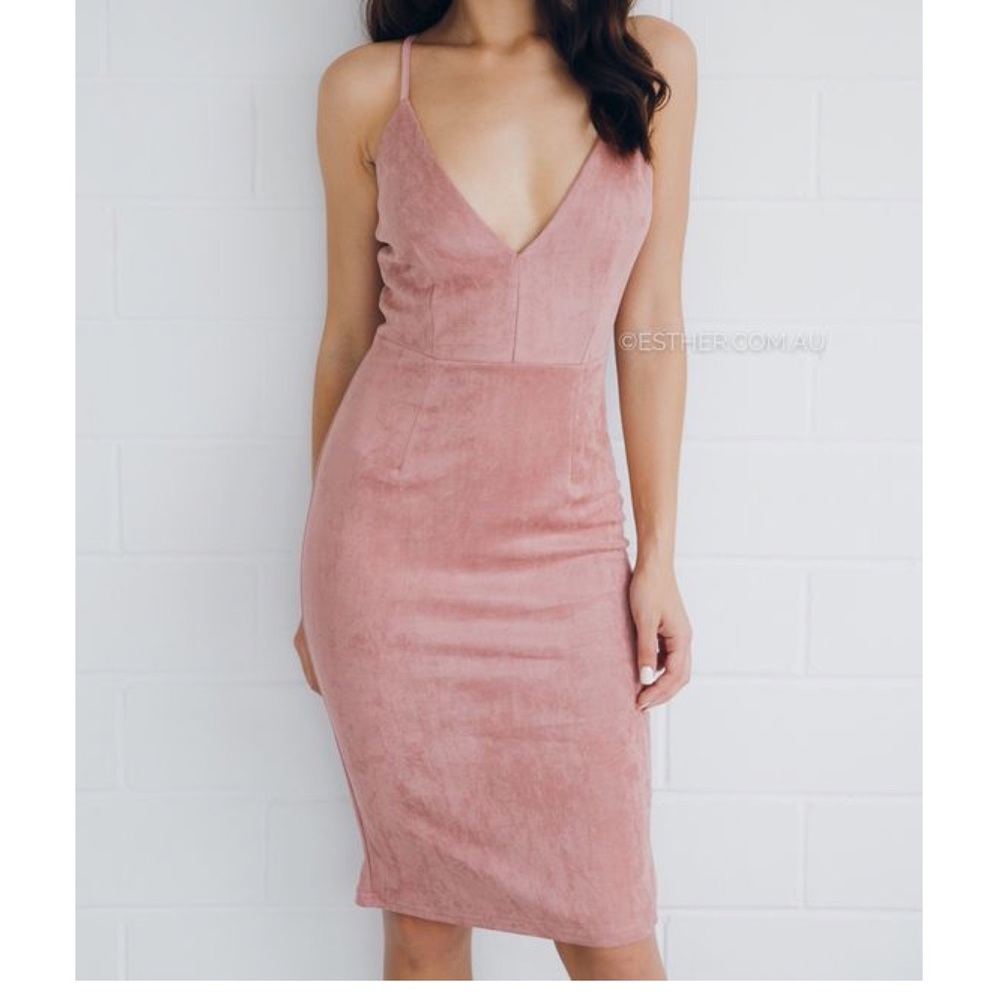 Showpo pink suede body on dress party Xmas